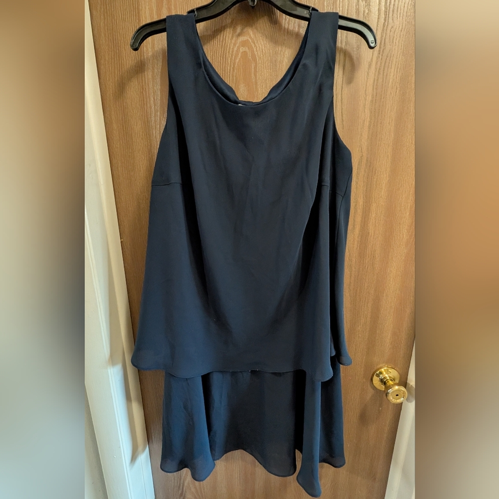Vintage Tank Dress Double Layer Navy Size 18 Women's Petite By Gemini